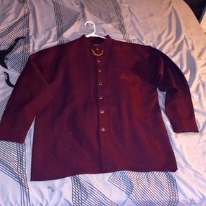 MONTIQUE INTERNATIONAL MENS SUIT, PANTS 34 SHIRT LARGE 100% POLYESTER